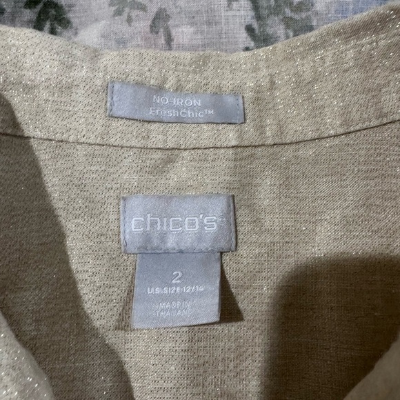 Chico's Cream Notched Collar Button Down Shirt - Picture 8 of 11